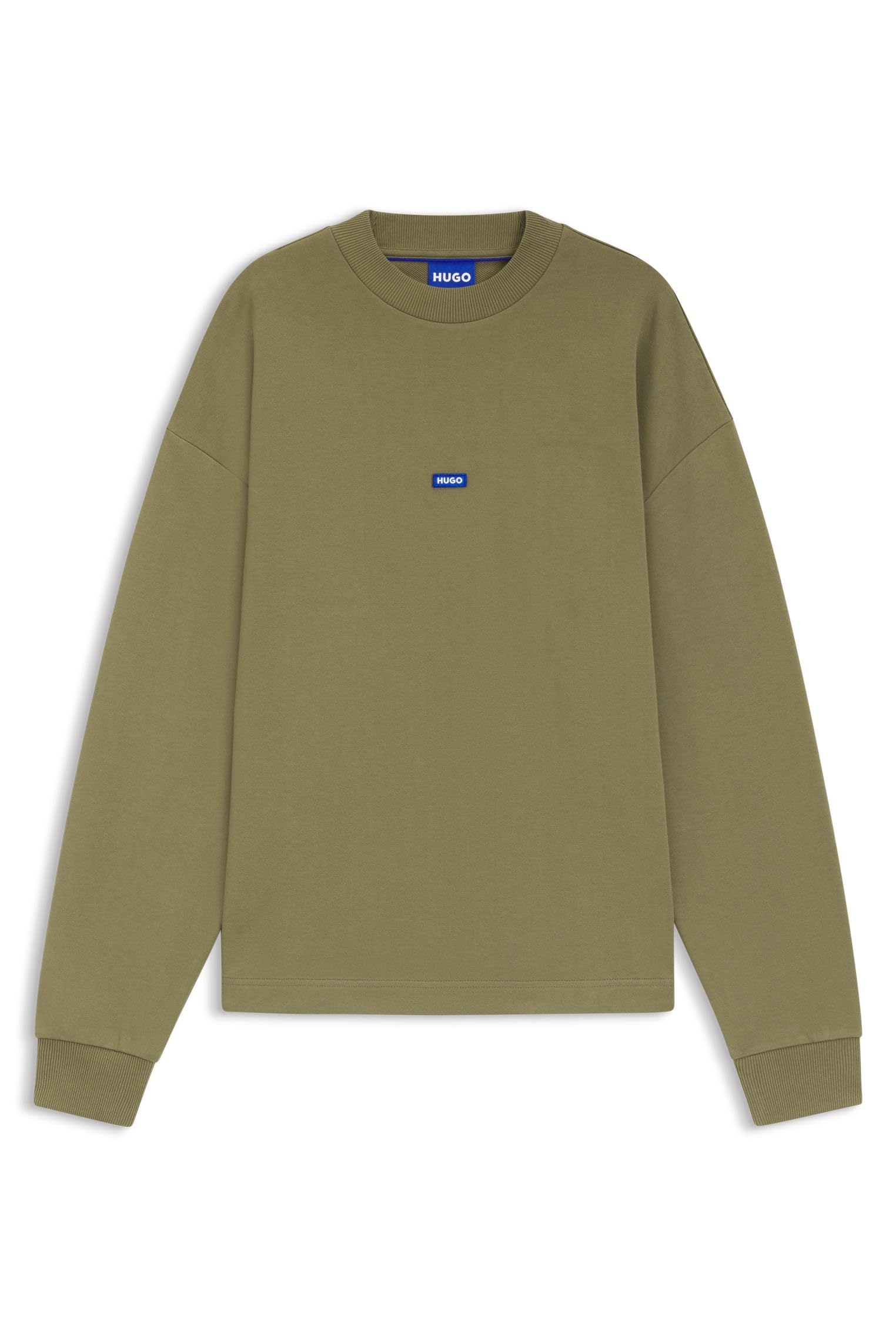 HUGO Herren Nedro Sweatshirt aus Baumwoll-Terry mit blauem Logo-Label