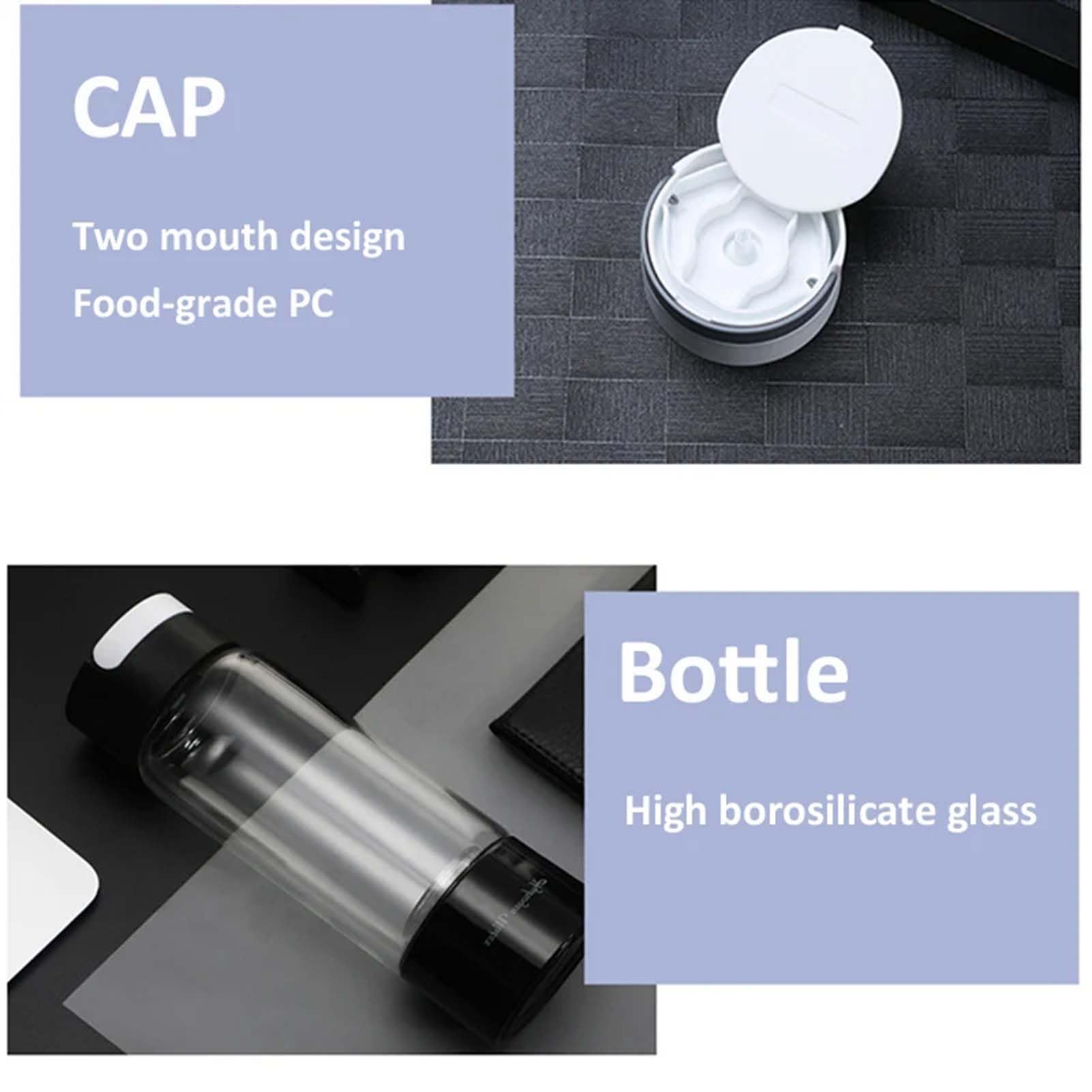 Bouteille d'eau à hydrogène moléculaire H2, Machine à Eau à hydrogène Portable, générateur d'eau à hydrogène, avec inhalateur Portable, améliore Le Sommeil