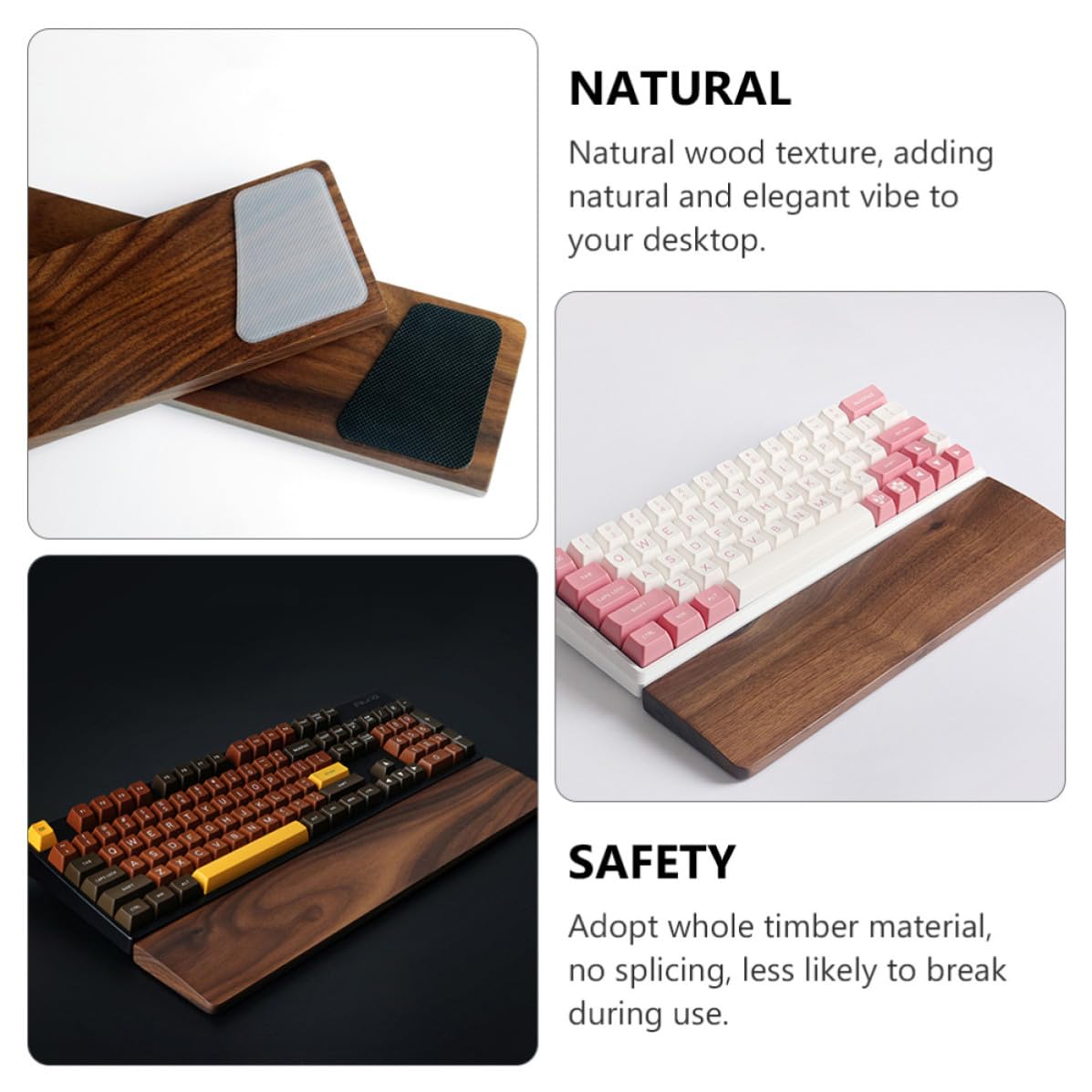 Handgelenkauflage Walnussholz 440mm Ergonomisch für Tastatur