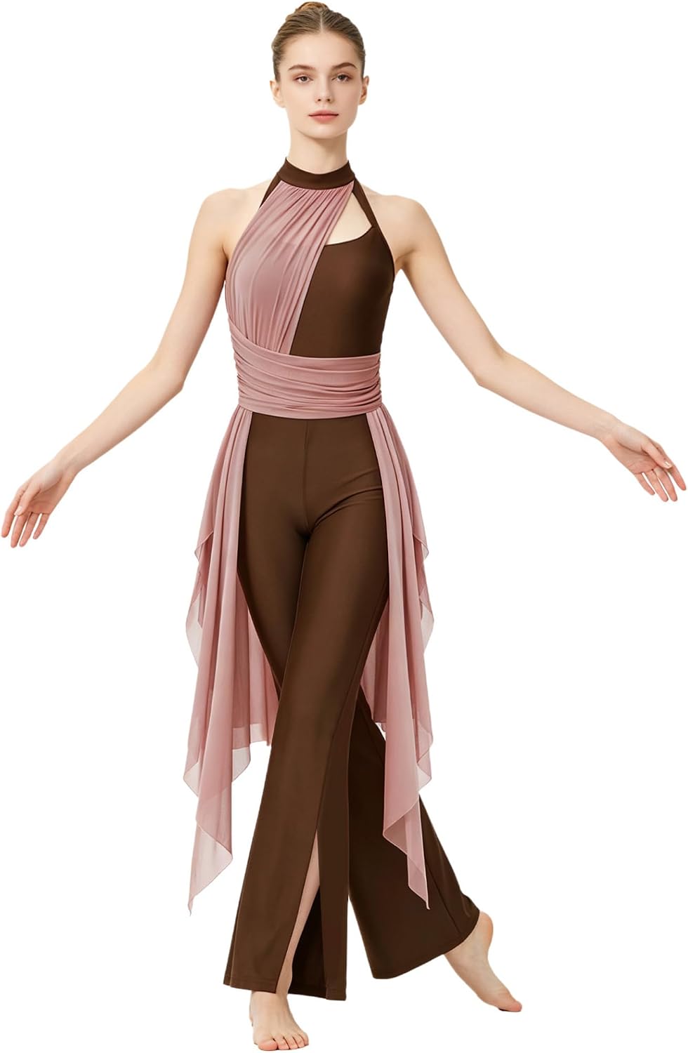 Yhong Women Lyrical Dance Unitard for Stage Competition