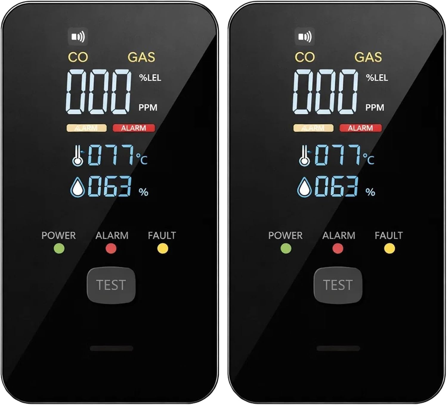 Delora 4 in 1 Detector, 4-in-1 Detector with HD Screen, Home, Apartment, Hotel, Camping RV(2pcs Black,Color Display)