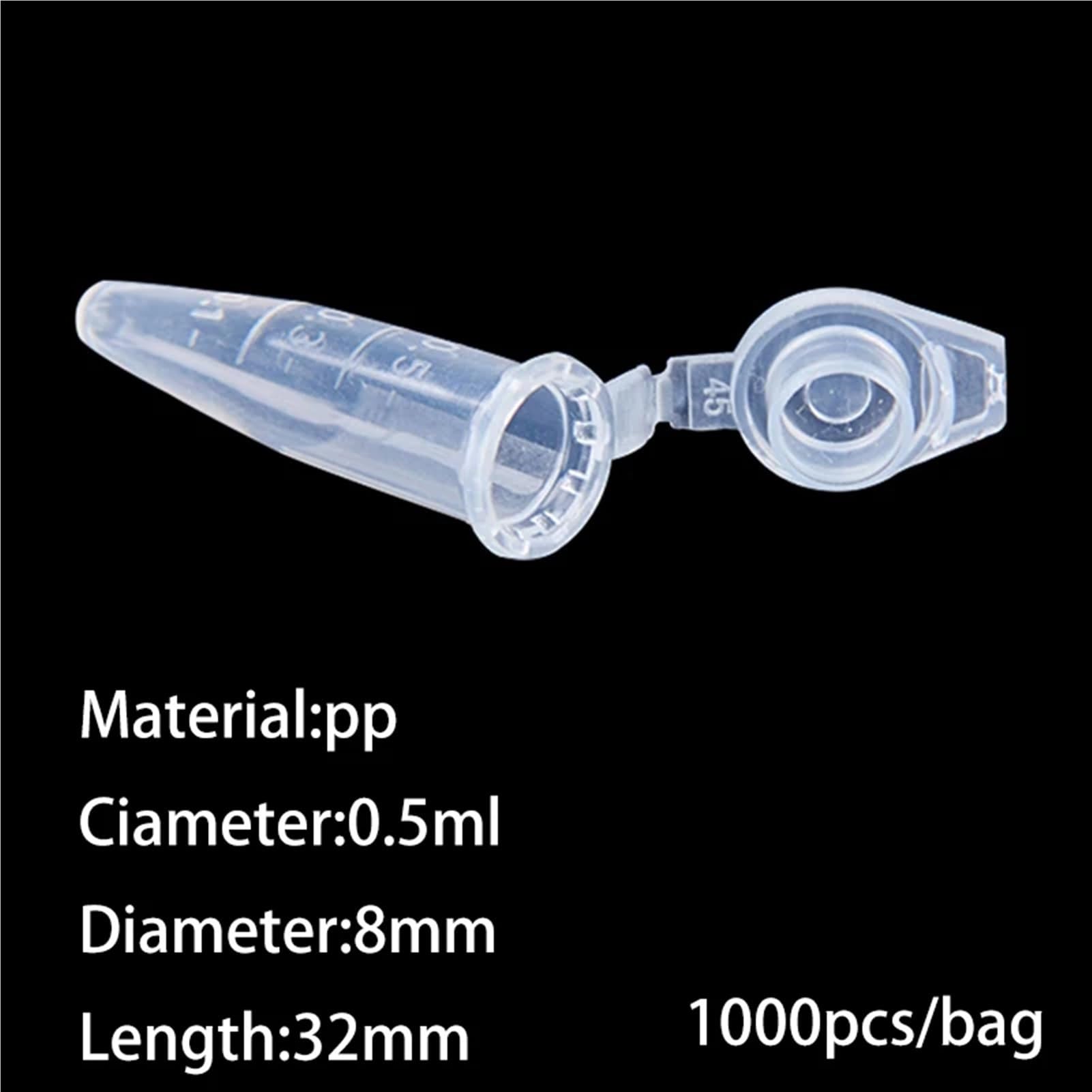 100 Stück/200 Stück/500 Stück/1000 Stück Labor 0,1/0,2/0,5/1,5/2/5/7/10/15 ml PCR/EP Reagenzröhrchen aus Kunststoff mit Gelenkkappe (10 ml, 200 Stück)