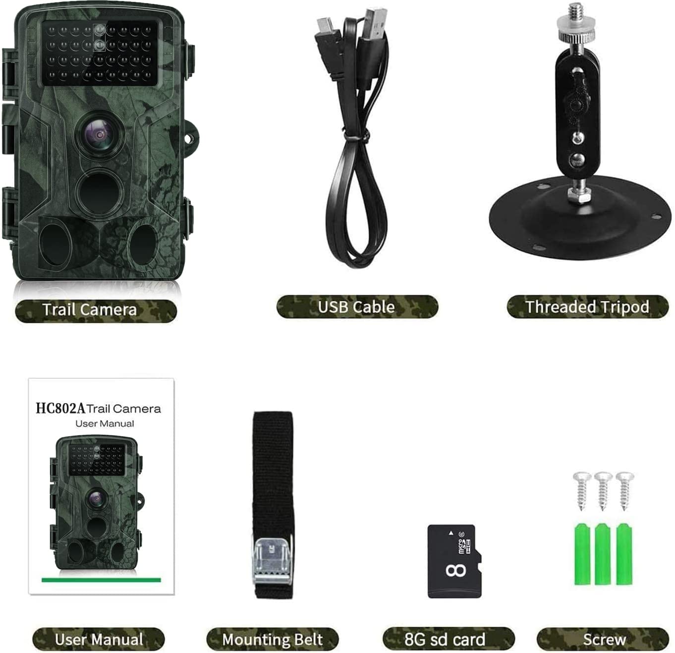 SUNTEKCAM Fototrappola Fotocamera Caccia 50MP 4K, Fototrappole IP66 Impermeabile, Grandangolare 120 ° Fototrappola Infrarossi Invisibili con SD da 32 GB