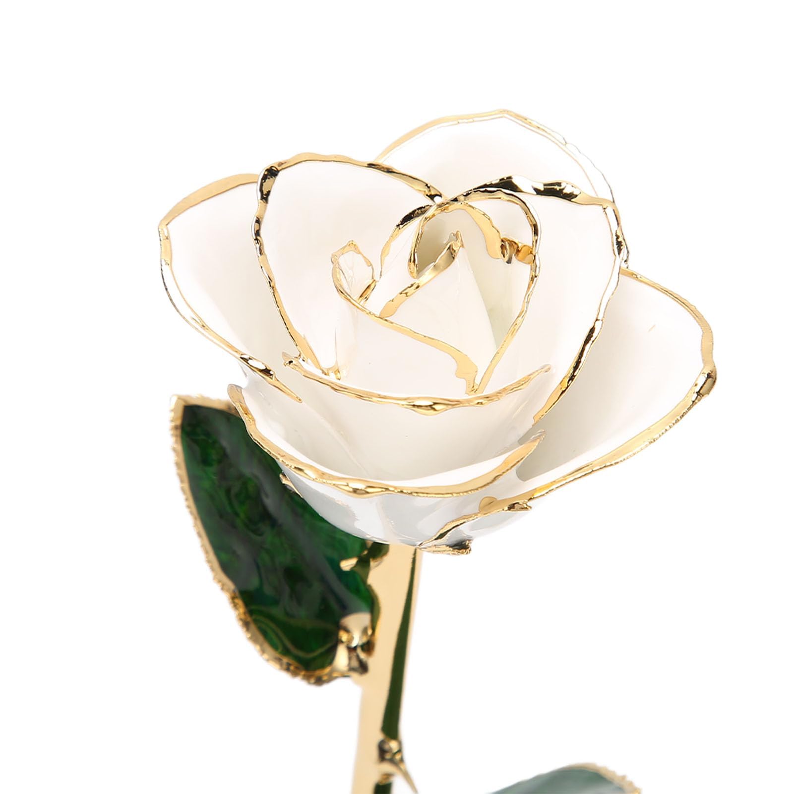 Cyrank Oro rosa 24 carati, vera rosa immersa in oro con supporto, 1 pezzo, stile classico, varietà dorata, rosa artificiale placcata oro, perfetto per San Valentino