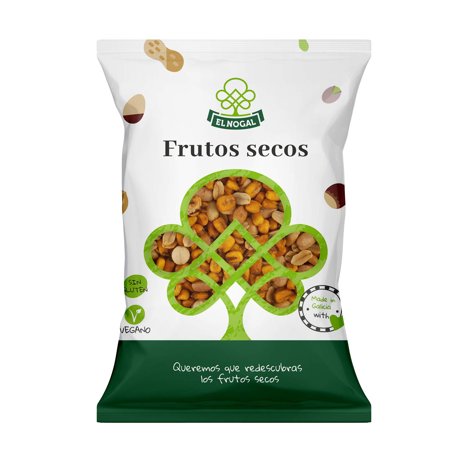 EL NOGAL Frutos Secos Cóctel de Frutos Secos con Maíz Bolsa, 1000 G. SIN GLUTEN. APTO PARA CELÍACOS.