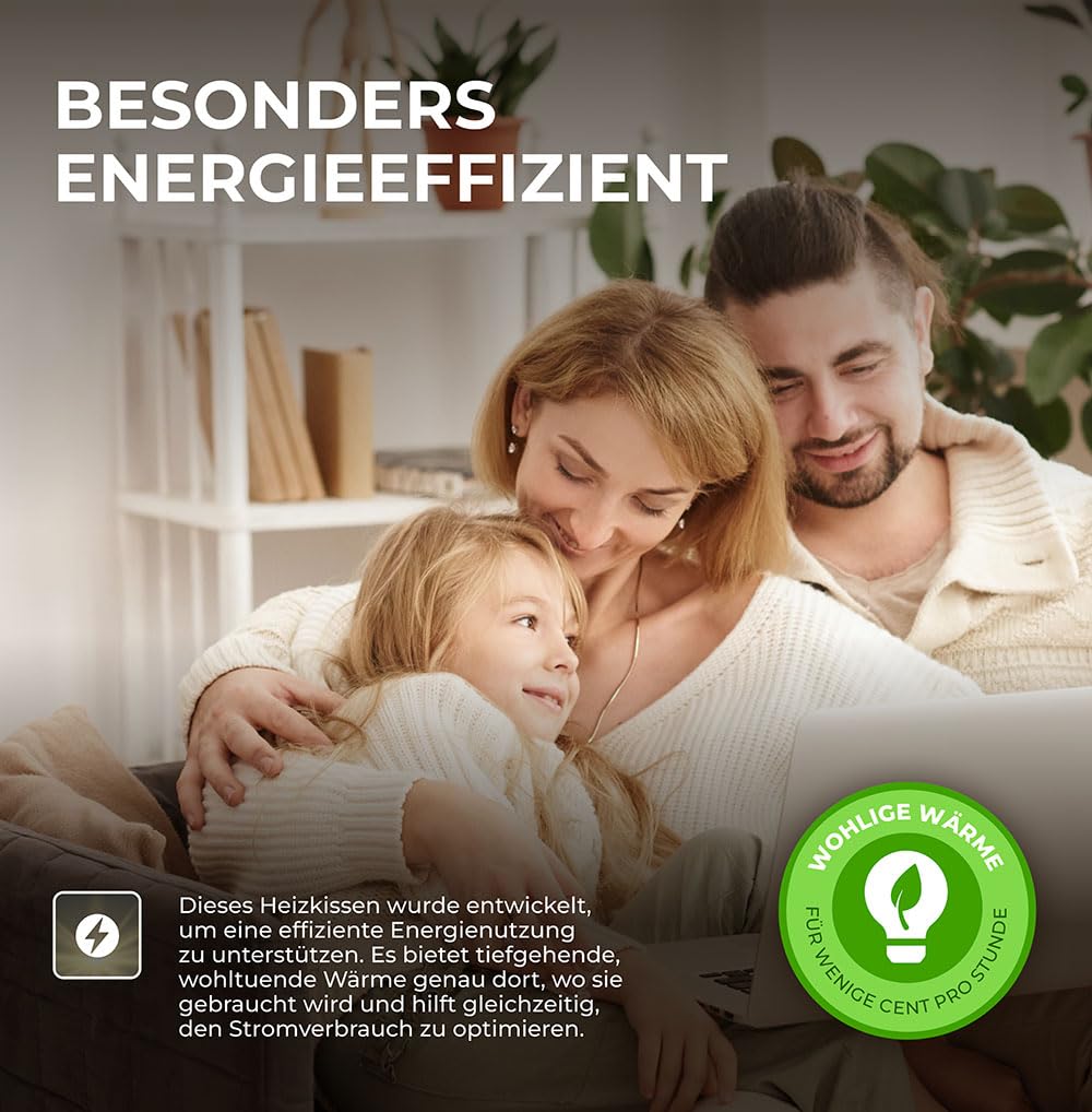 BR Bringer almohadilla térmica infrarroja con desconexión automática - 6 ajustes de calor (25-60°C), protección contra sobrecalentamiento, lavable, pantalla LED, franela extra suave (azul, 70 x 40 cm)