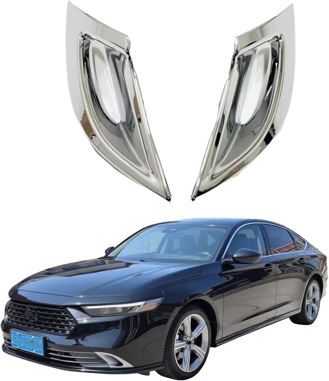 Front Fog Light Cover Trim for Honda Accord 2023 2024 2025 2026, Premium ABS Plastic Fog Lamp Protector, Anti-Scratch Exterior Decorative Trim, Easy Installation Accessories. (Hollow-out style silver)