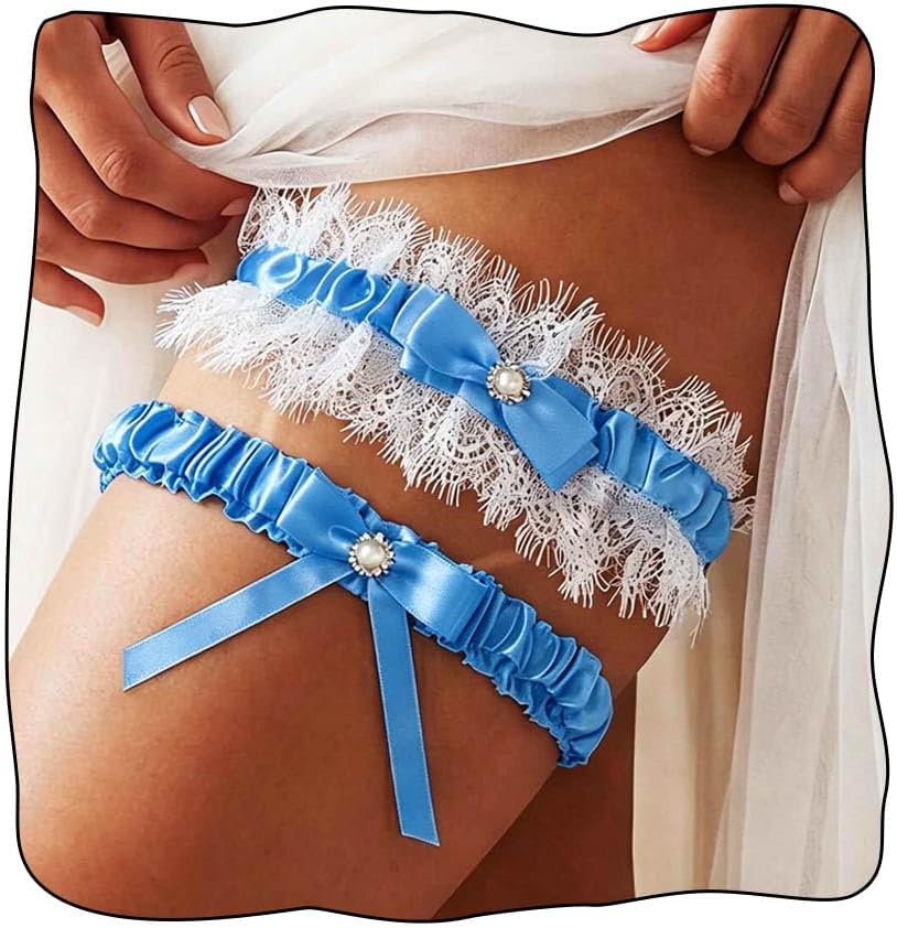 Bridal Garter Lace Garters for Bride Bow Wedding Garter Set for Women（2 pcs）