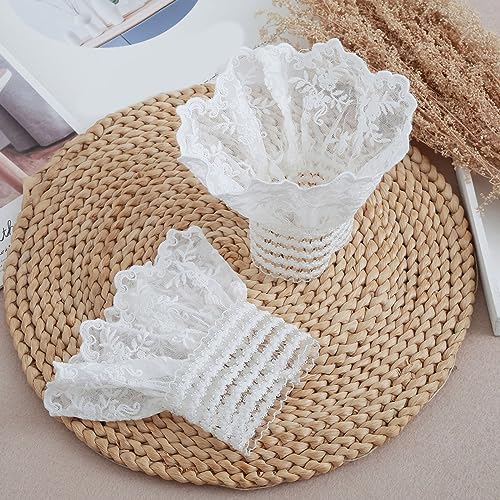 Punhos Pulso Fada Destacáveis ​​elegante Bordado Queimado Plissado Babados Punhos Renda Falsa Camiso