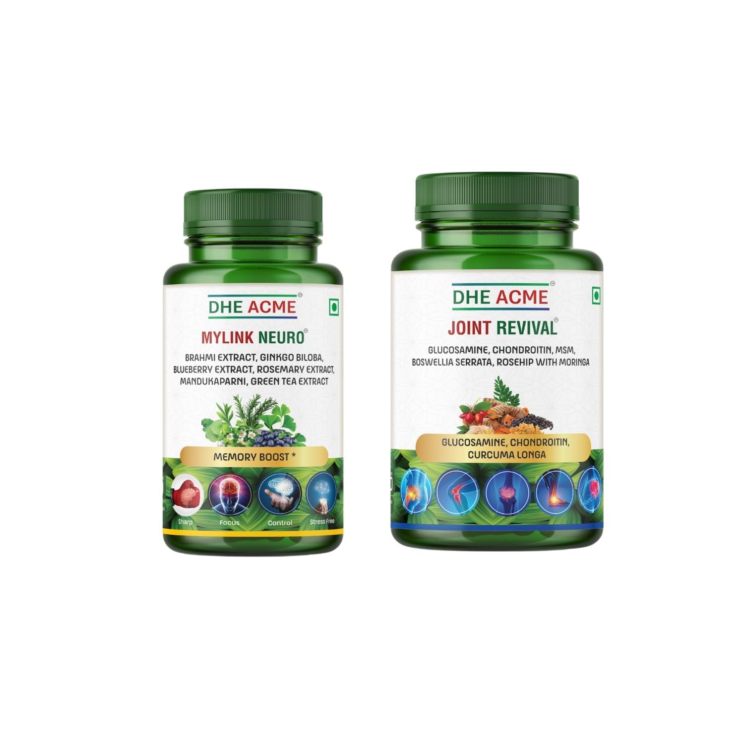 DHE ACME Mylink Neuro with Brahmi & Ginkgo Biloba and Joint Revival with Glucosamine & Chondroitin | Mind & Mobility Care-image-30