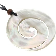 Hand Carved Spiral Mother of Pearl Necklace, Handmade Seashell Necklace for Women Jewelry AA027-N