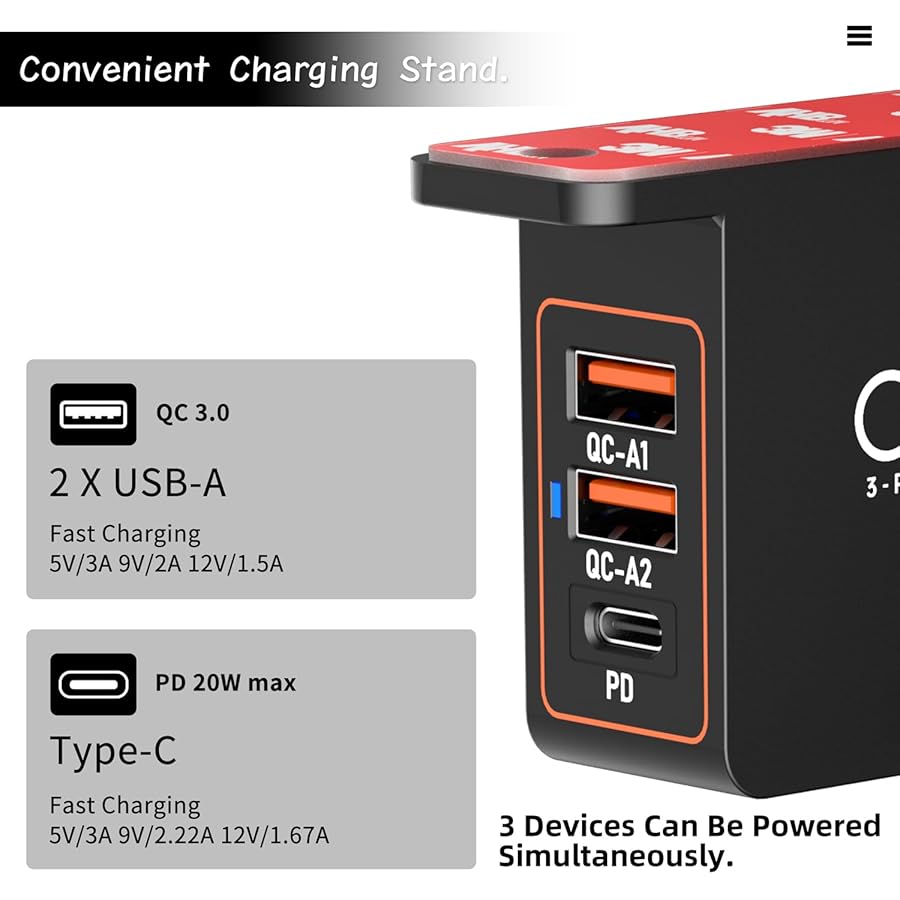 cozoo Headphone Stand with USB Charger Under Desk Headset Holder Mount 3 USB Charging Station,iWatch Stand Watch Dock Dual Earphone Hanger Hook,PC Accessories Gifts,UL Tested - image 4