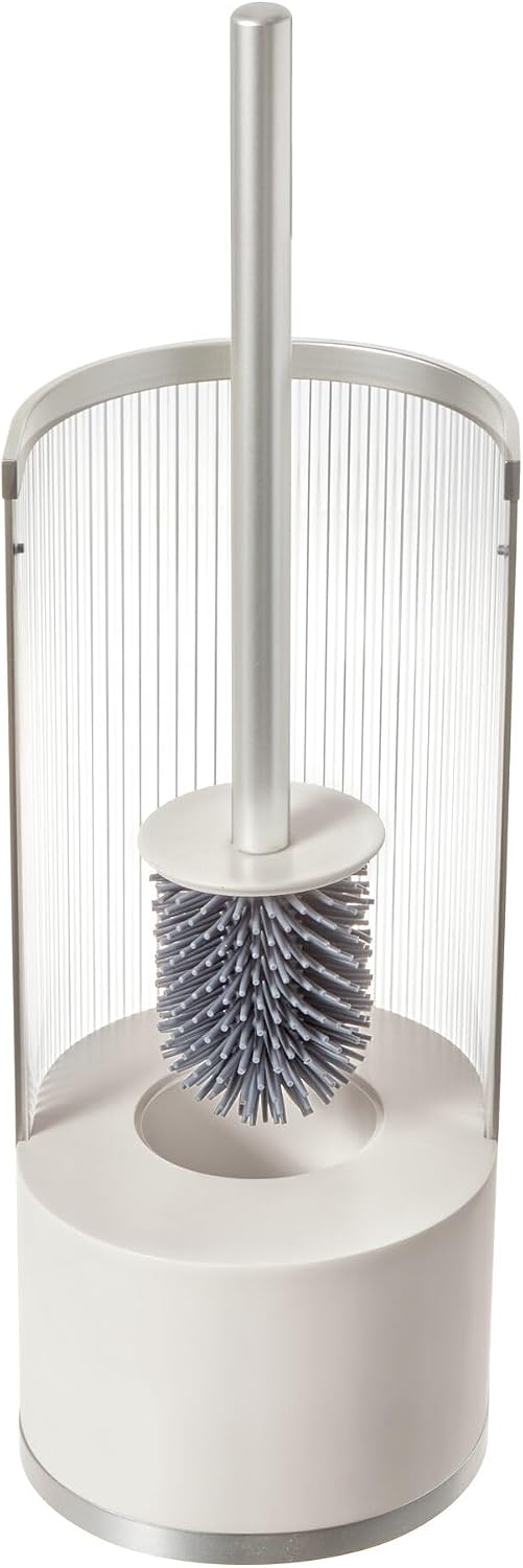 iDesign Fluted Bowl Brush, Clear/Satin Gray image 2