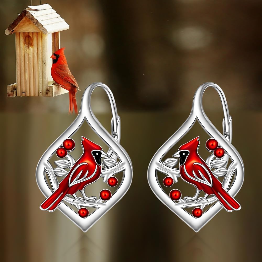 Cardinal Earrings for Women Red Cardinal Earrings Dangle Sterling Silver Bird Cardinals Jewelry Memorial Mothers Day Gifts - Image 7