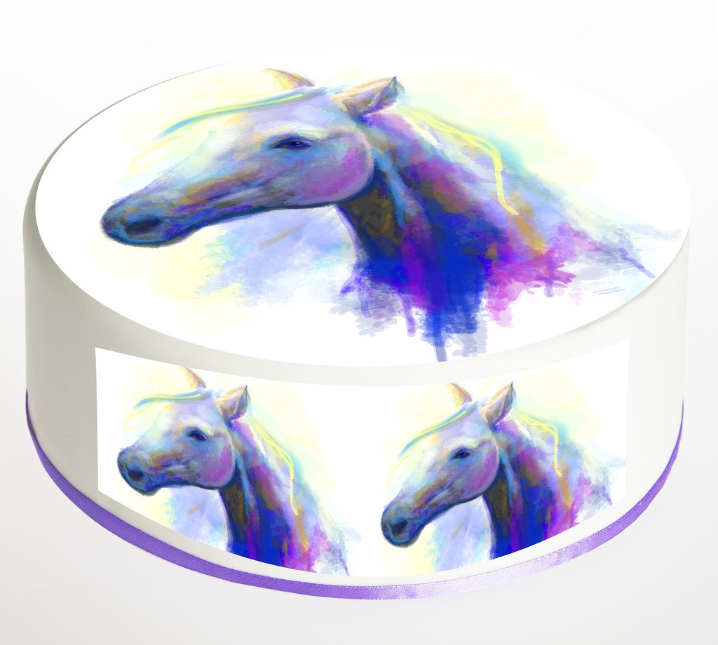 Buy Horse Cake Topper Round Cake Topper Edible Rice Paper Wafer 7 5 