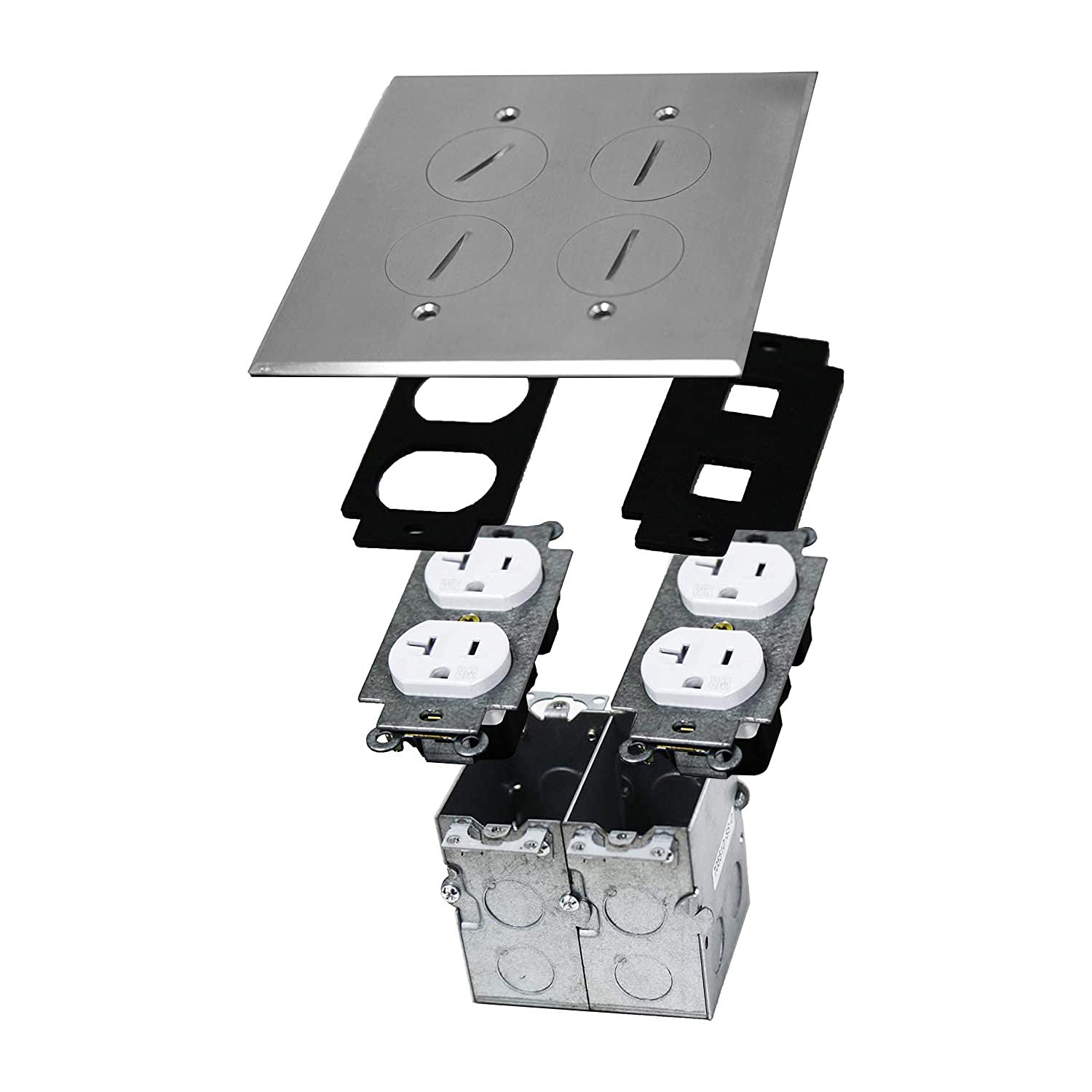 Gеt Sресіаl Prісе Floor Box Coin Open Kit by Enerlites 975510-SS Electrical Outlet Receptacle, 2-Gang 20A Tamper/Weather Resistant Duplex Receptacle, Stainless Steel Cover Plate