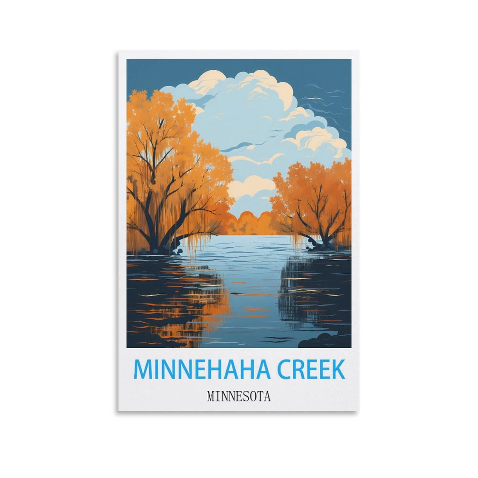 Tin Signs Retro,Minnehaha Creek Minnesota,Wall Art Decorative Plaque Decor for Home Livingroom Bedroom Cafes Coffee Bars Decoration Gifts 30x40cm