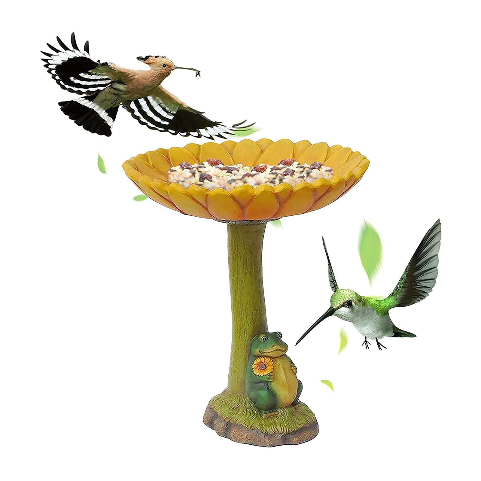 VEWOGARDEN Baignoires Pour Oiseaux Pour Extérieur, Bol De Baignoire Pour Oiseaux, 30,5 Cm Avec Base à 5 Broches, En Métal Et Mangeoire Combinée, Sur Pied, Pour La Cour, Le Jardin