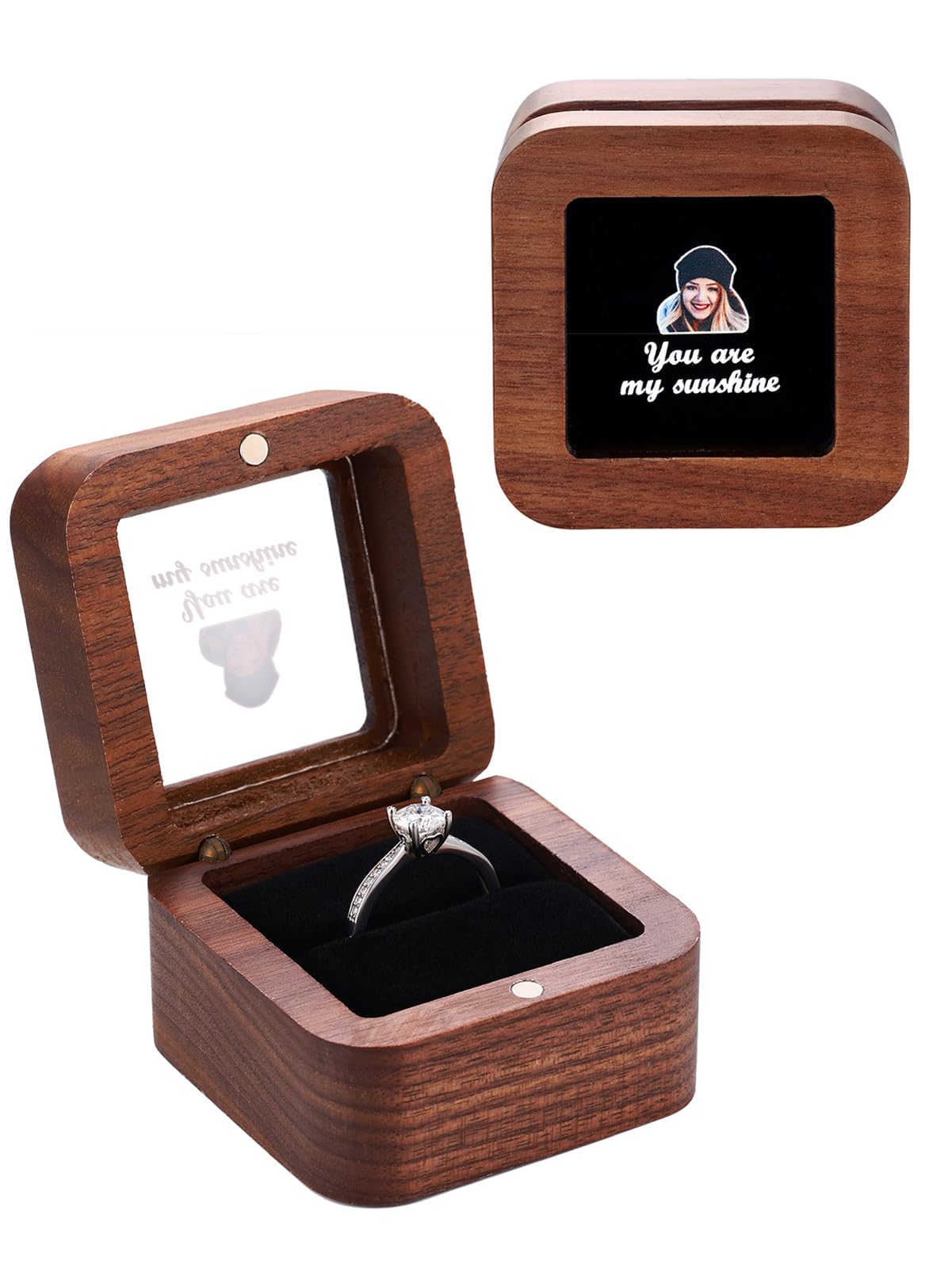 Boîte à Alliance en Bois Unique pour Elle - Écrin Personnalisé Romantique