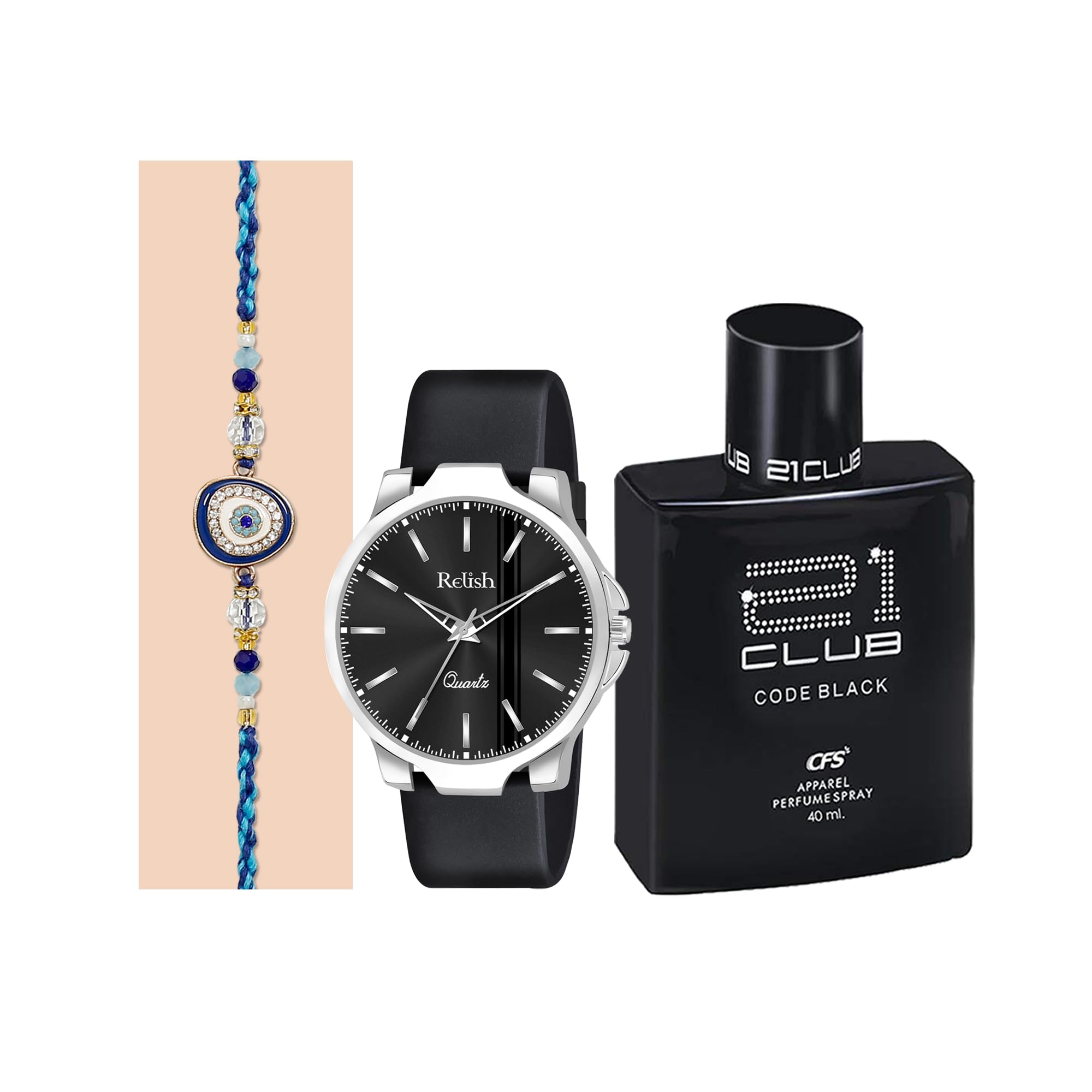 Relish Rakhi Gift Combo for Brother | Watch, Evil Eye Rakhi and Perfume | Raksha Bandhan Gift Hamper (B0D545WKHY) Amazon Price History, Amazon Price Tracker
