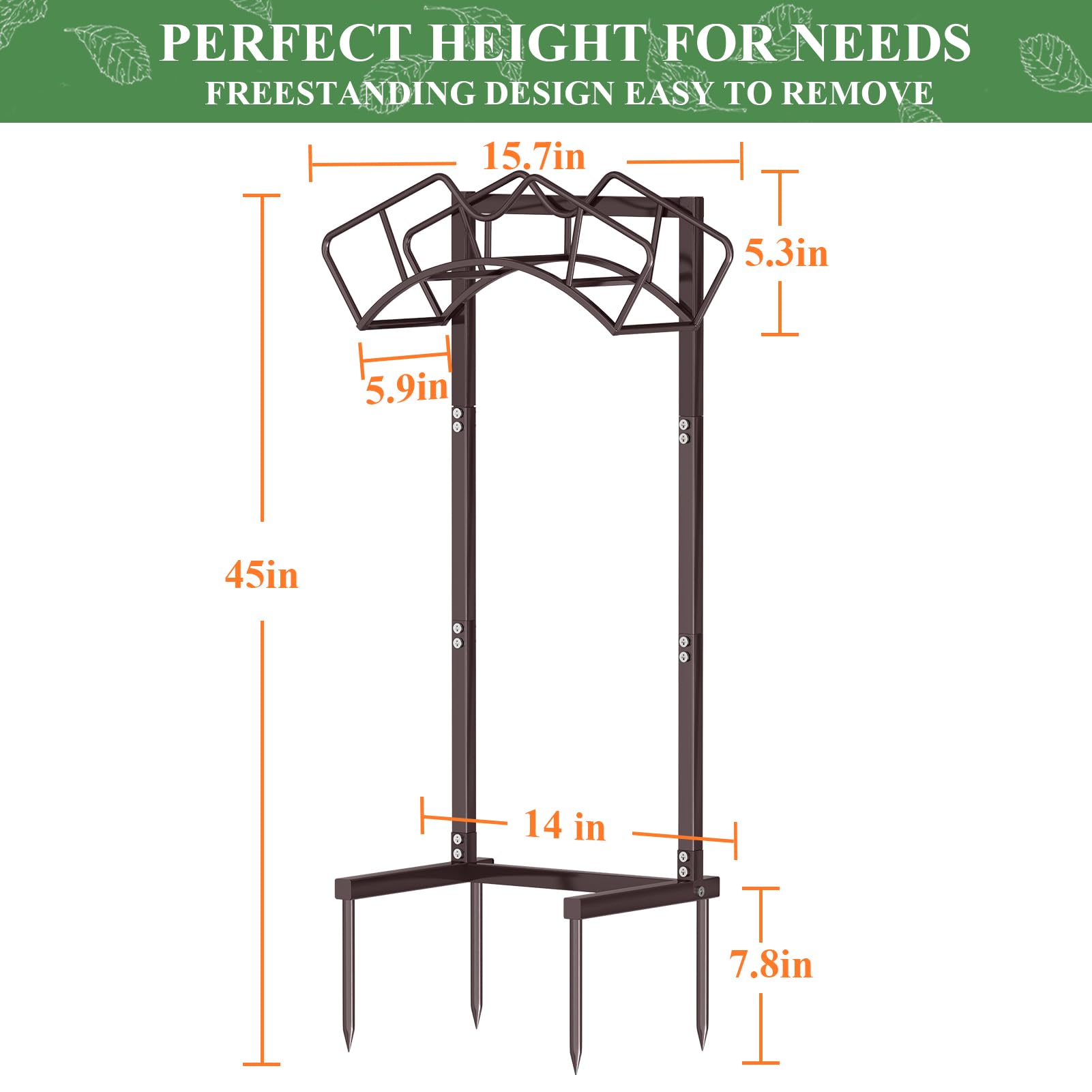 Qatsrin Soporte de manguera de jardín súper estable, soportes desmontables para manguera de agua de 120 pies, soporte de manguera de agua para patio exterior, césped, granja, bronce