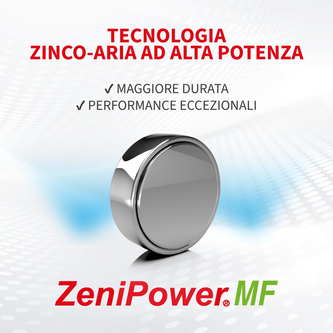 batterie per impianti cocleari PR44 misura 675P, potenza costante e lunga durata, pile senza mercurio con tecnologia zinco-aria (10 blister blu)