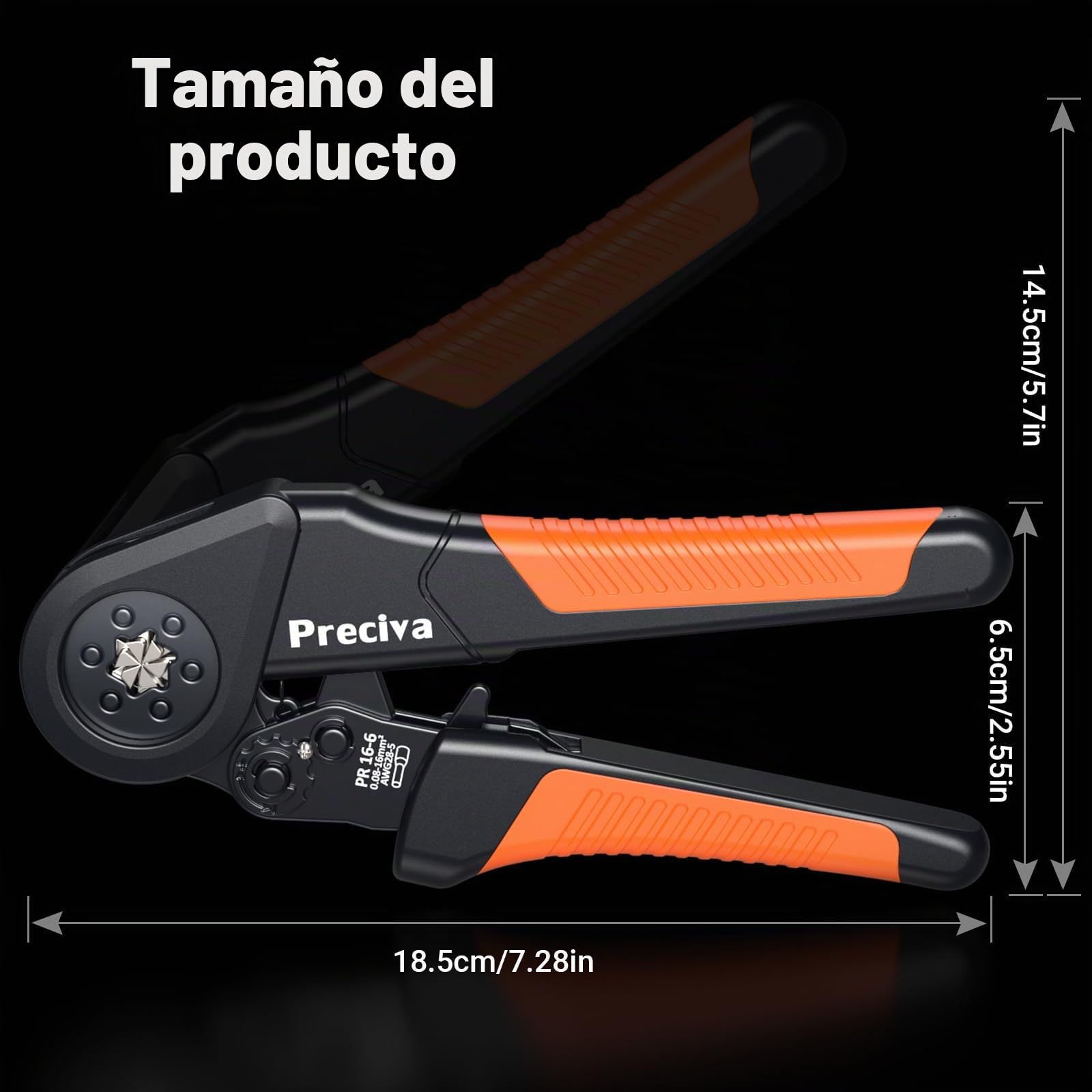 Herramienta de crimpado hexagonal, terminales de cable ajustables de 0,08 a 16 mm², herramienta de crimpado eléctrica, kit para electricistas de uso industrial y bricolaje