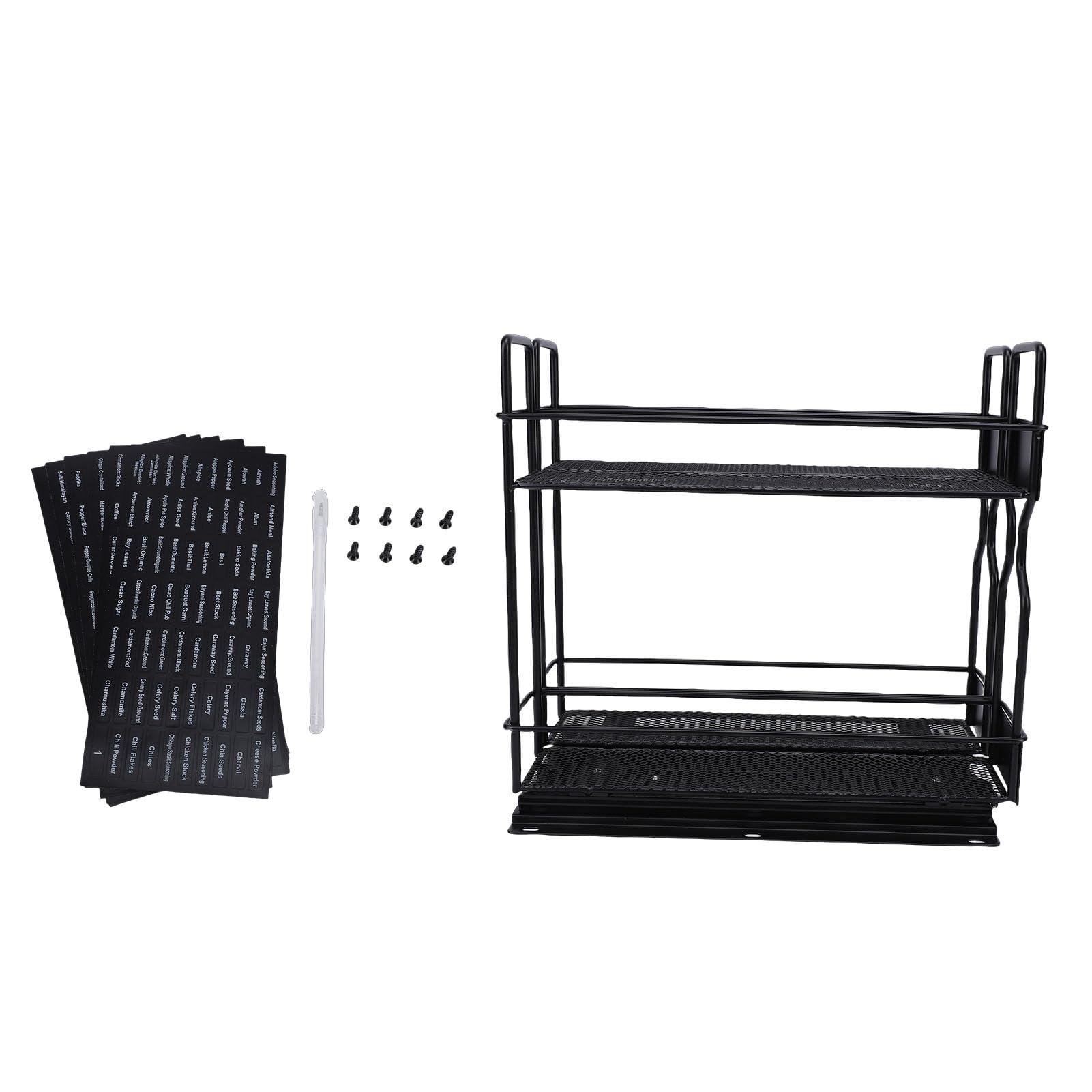 Rengue Organizador Deslizante para Condimentos, Almacenamiento de Condimentos Ajustable de Hierro, 10 X 10,6 X 5,1 Pulgadas para Uso en Despensa de Cocina