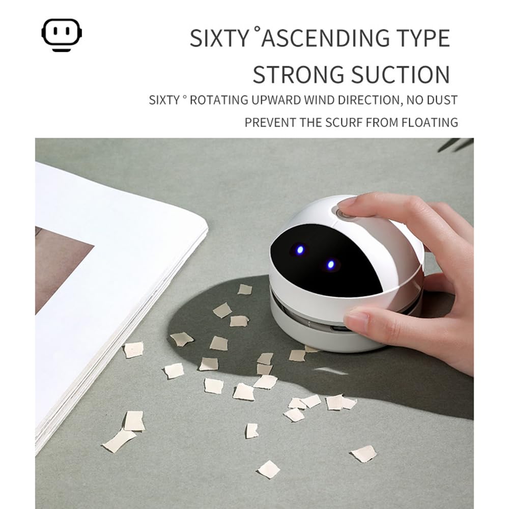 Mini Cordless Desktop Vacuum Cleaner, Powerful Suction & Low Noise, Ideal for Cleaning Dust, Crumbs, Hairs, Scraps, Portable Cute Vacuum Table Dust Sweeper USB Rechargeable