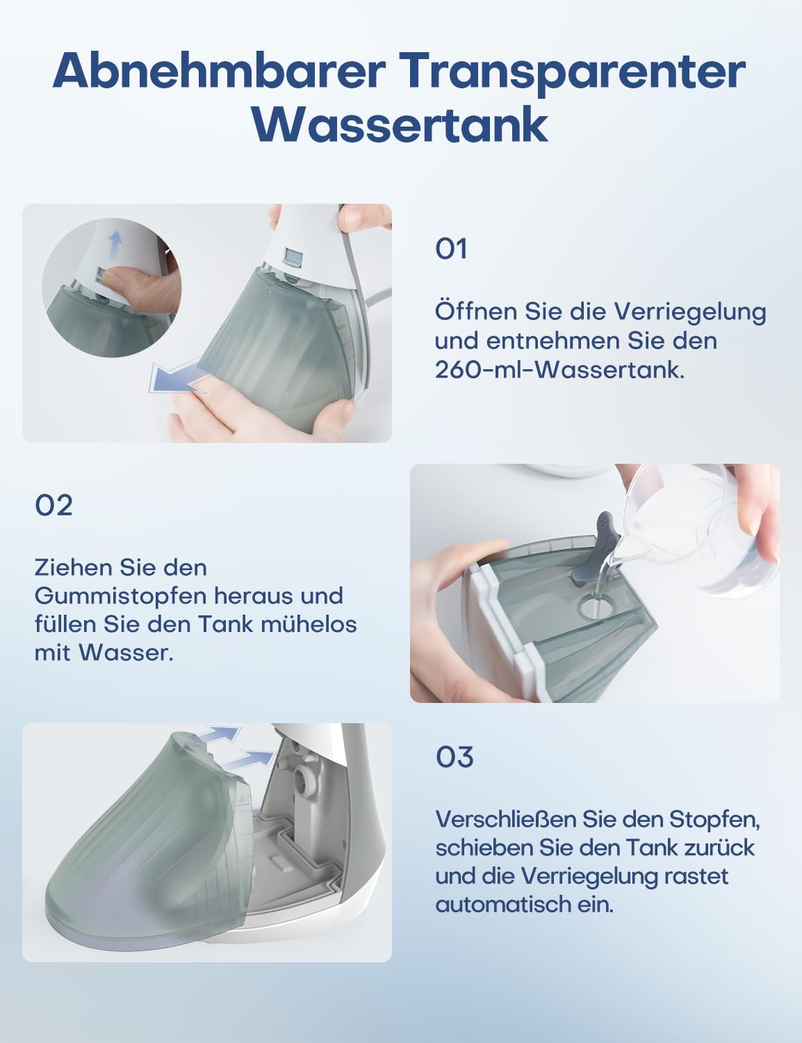 AROEVE Steamer Dampfglätter 1300W Handheld Dampfbügeleisen, 260ML Großer Tank, 2 Dampfmodi, kompakt & Tragbar für Zuhause, Büro, Reisen – Effizienter Faltenentferner, Grau