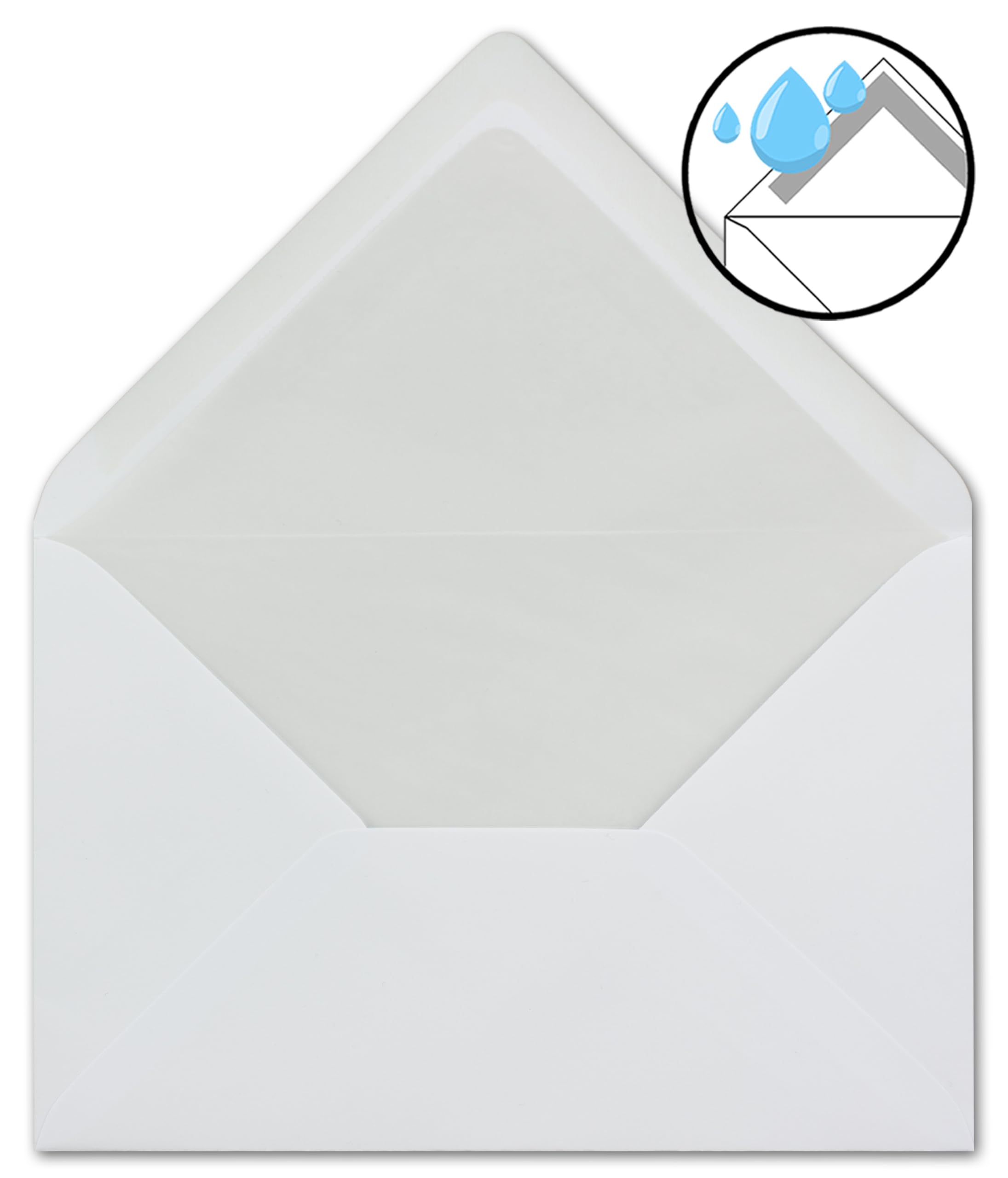 Buste bianche – 1000 pezzi – Formato: 120 x 180 mm – DIN B6 – incollaggio a umido – con fodera in seta grigia – 100 g/m² – senza finestra – Qualità premium Gustav Neuser