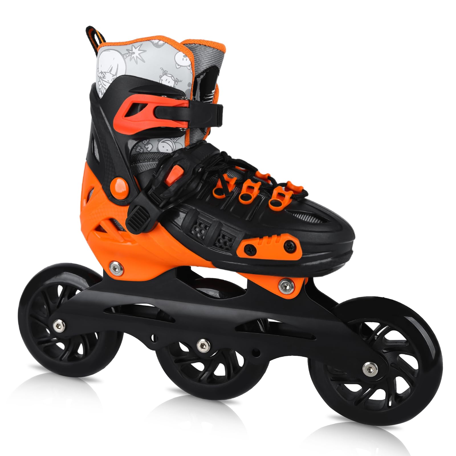 Inline Skates, 3 Wheels 100mm | 4 Sizes Adjustable Inline Speed Skates for Kids, Boys, Girls, Teens - Professional Outdoor Fitness Performance Inline Skates