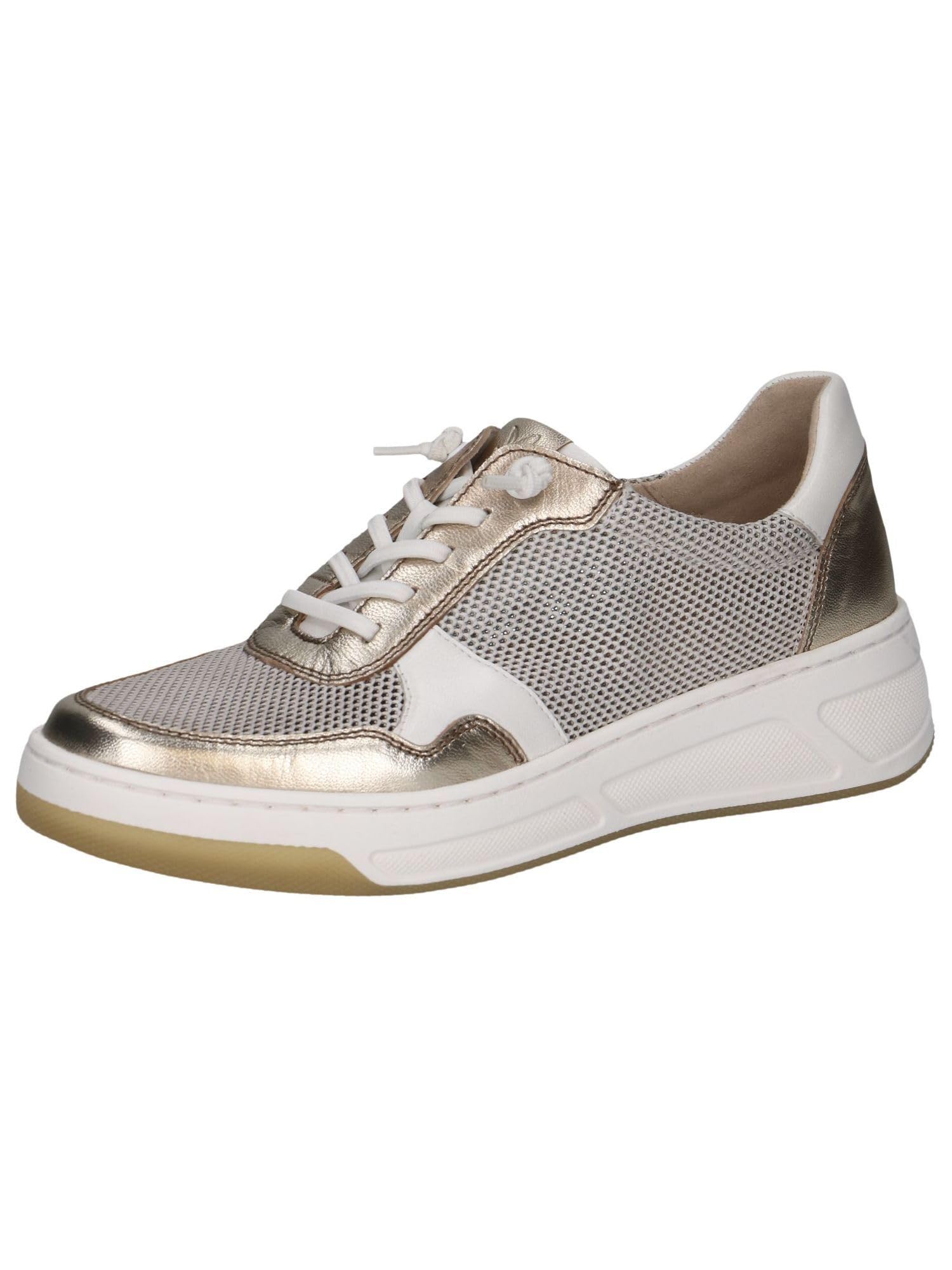 CAPRICE Women's Flat Sneakers with Laces Low Top, Multicolor (Stone Comb), 6.5 UK