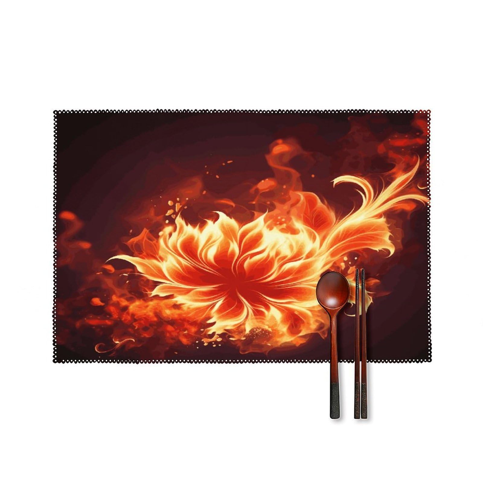 Fodpand Style Flaming Fire Flowers Placemats Set Of 4 Place Mats Table Mats