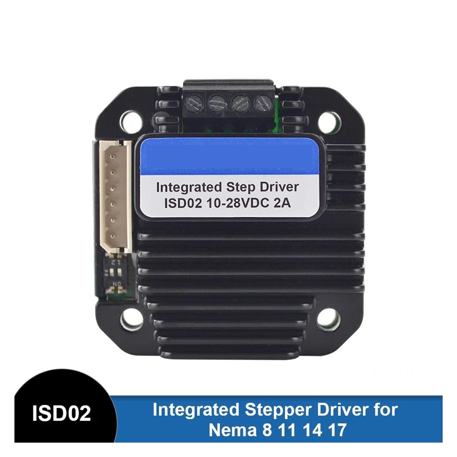 Controlador de motor paso a paso integrado, controlador de motor paso a paso ISD02 0-2A 10-28VDC for motor paso a paso Nema 8,11,14,17