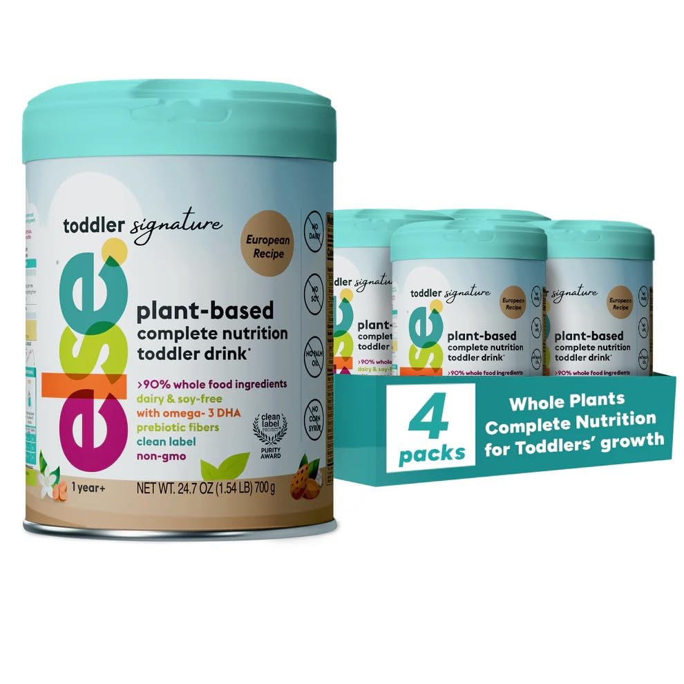 Else Nutrition Signature Toddler Formula, European Plant-Based 12–36 Month age Prebiotic Formula, Supports Digestion, Immunity & Growth with DHA, Dairy & Soy Free | Made in Europe (24.07oz, Pack of 4)