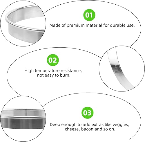 Vista 6 de YARNOW Anillos de acero inoxidable para magdalenas de 7 pulgadas, moldes redondos para cortar pizza, huevos para panqueques, herramientas