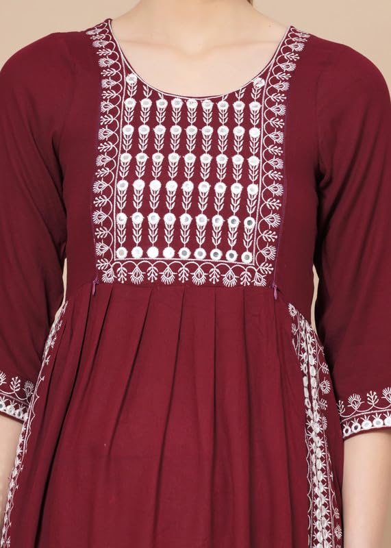 Image of JAIPURFAME Maternity Feeding Kurti with Zipper | Cotton Floral Printed Pregnancy & Nursing Dress | Comfortable & Stylish Maternity Wear for Women | Breastfeeding Kurta with Zipper | Soft & Elegant