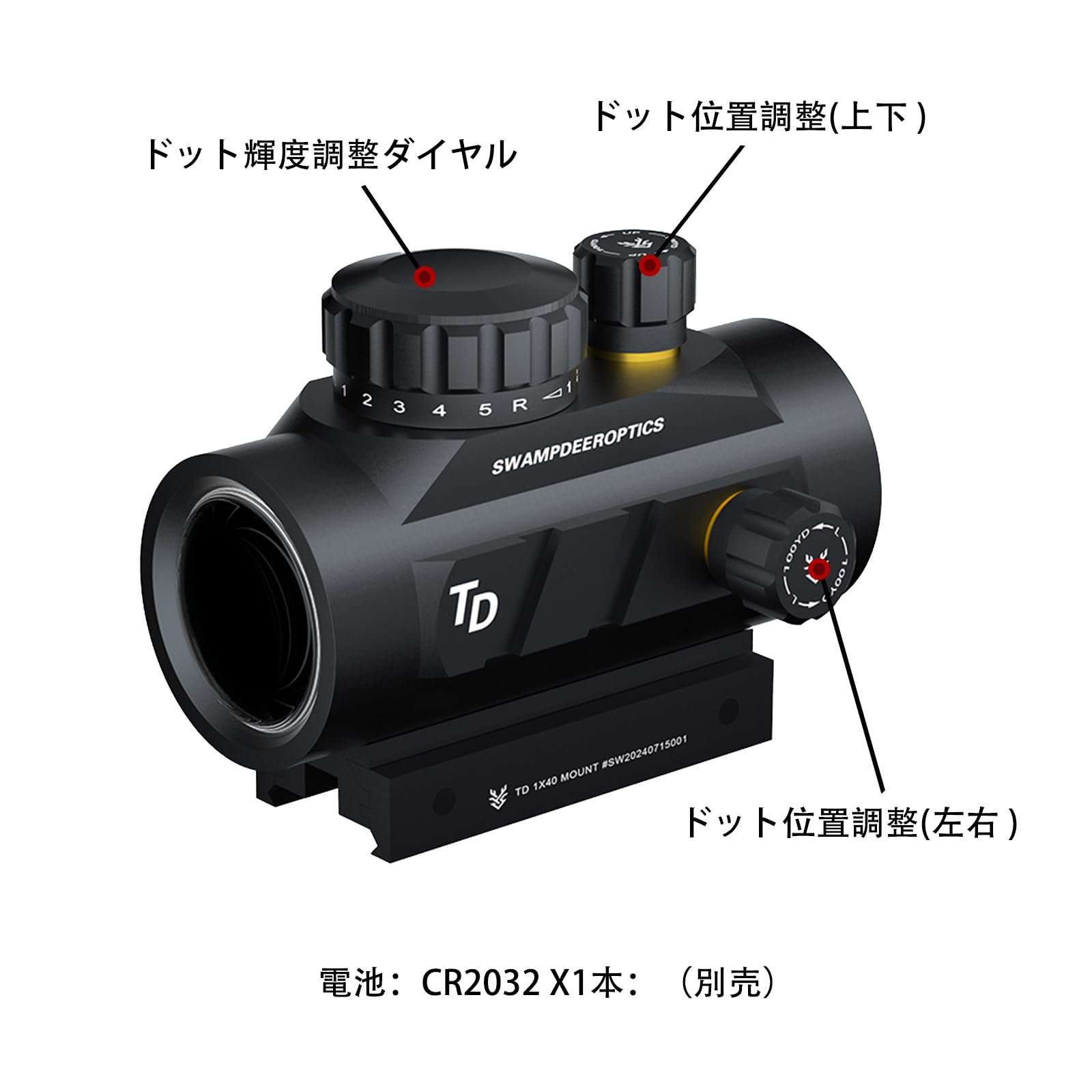 Amazon.co.jp: SWAMP DEER 1X40 ドットサイト レッド/グリーン各5段階