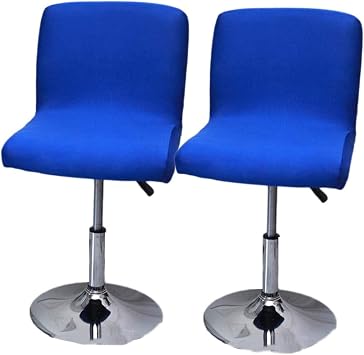Bar Stool Covers with Back, Stretch Barstool Slipcovers Washable, Square Seat Cover for Swivel Chair Dining Chair Counter Stool Pub Chair Cover,Blue,6pcs