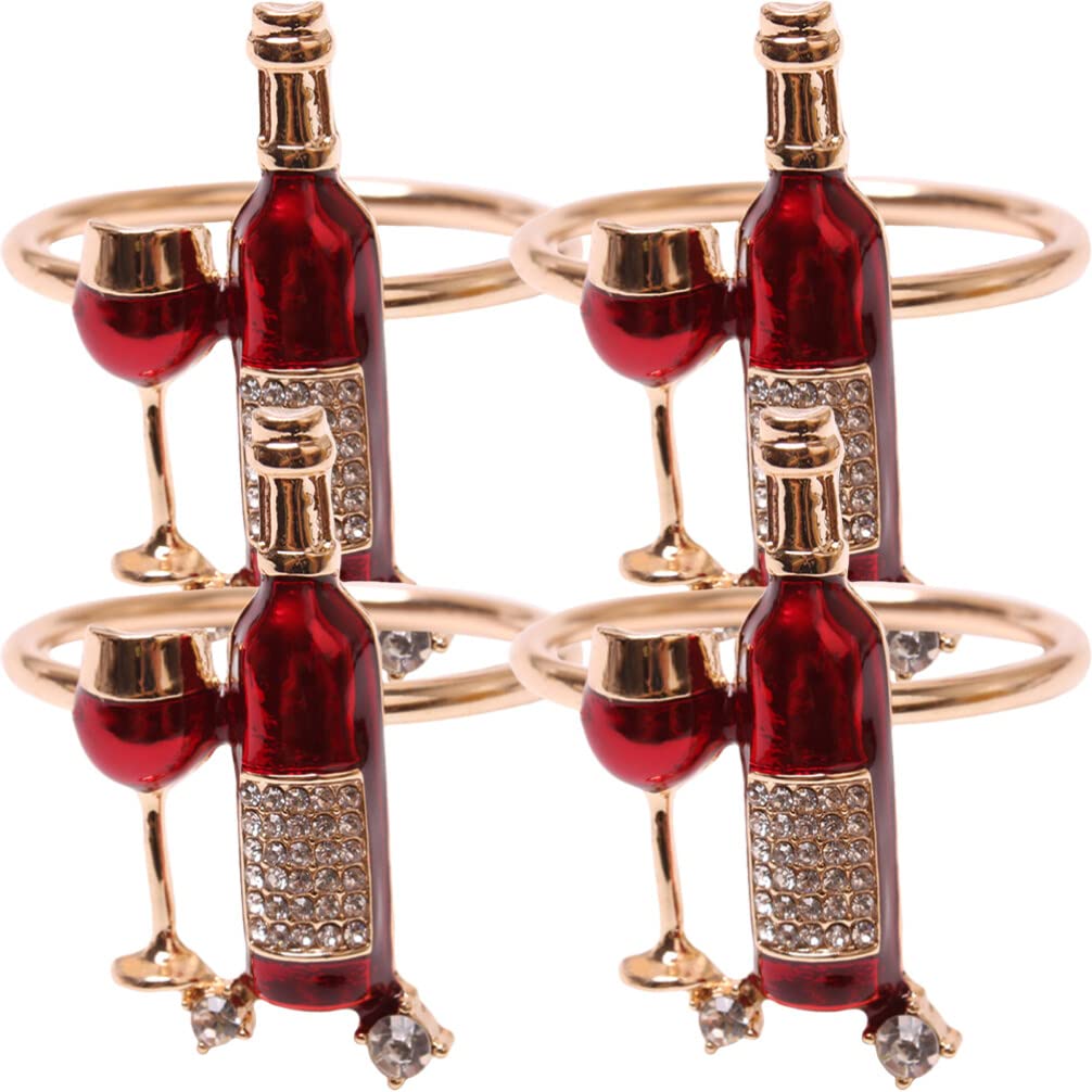 DOITOOL Spider Rings 4pcs Red Wine Bottle Cup Napkin Rings Vintage Napkin Holder Ring Napkin Buckles Serviette Ring for Weddings Receptions Banquet Buffet Table Decor Fall Napkin Rings
