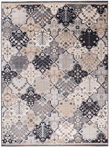 Carpeto Orientteppich Teppich Grau 140 x 200 cm Patchwork Klassisch Muster - Wohnzimmer Schlafzimmer Esszimmer Cover