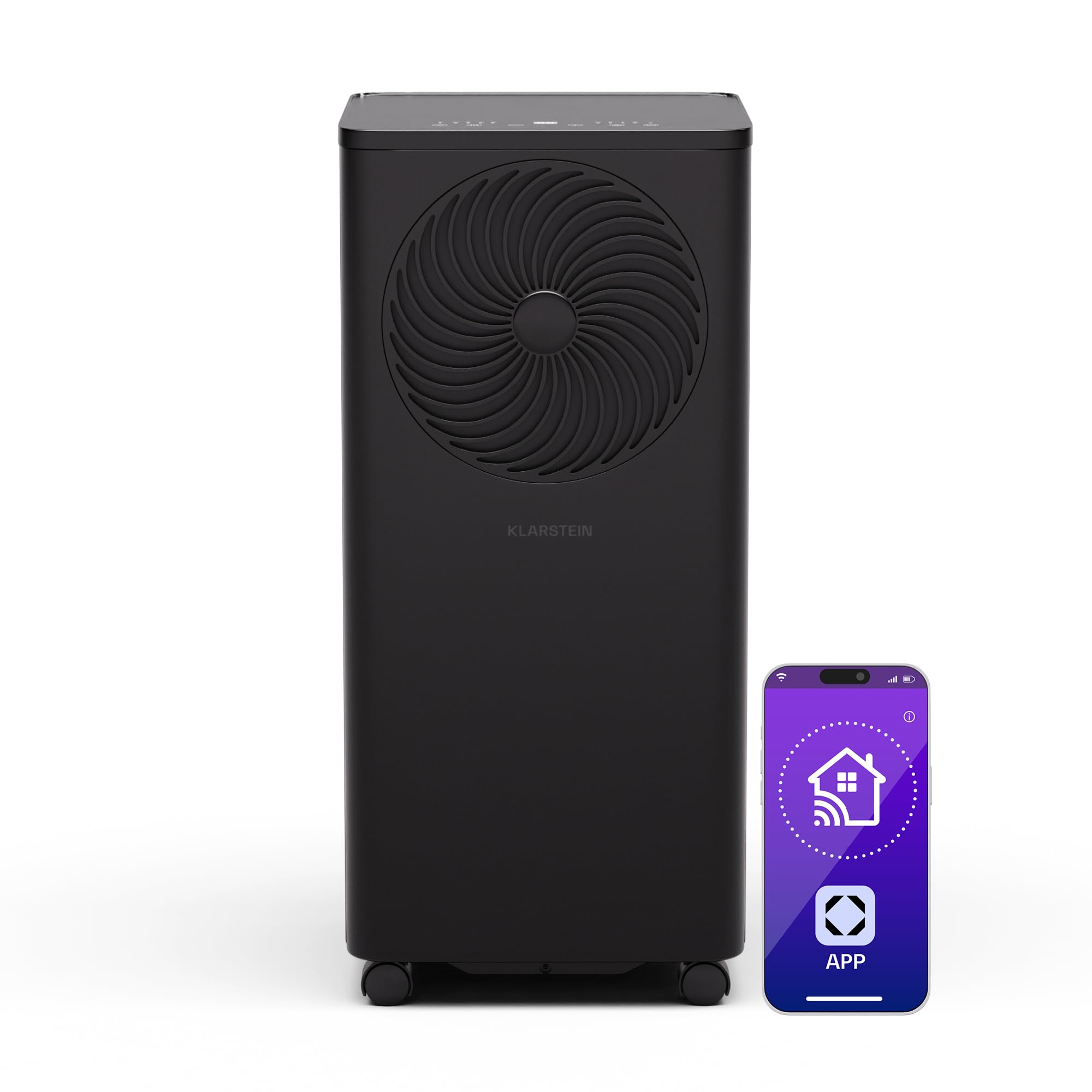 Klarstein Aero Ring Portable Air Conditioner - 9,000 BTU, 3-in-1 Cooling, Dehumidifier & Fan, Smart App & Voice Control, Mobile with Remote, for Rooms up to 31 m², Energy Class A, Black