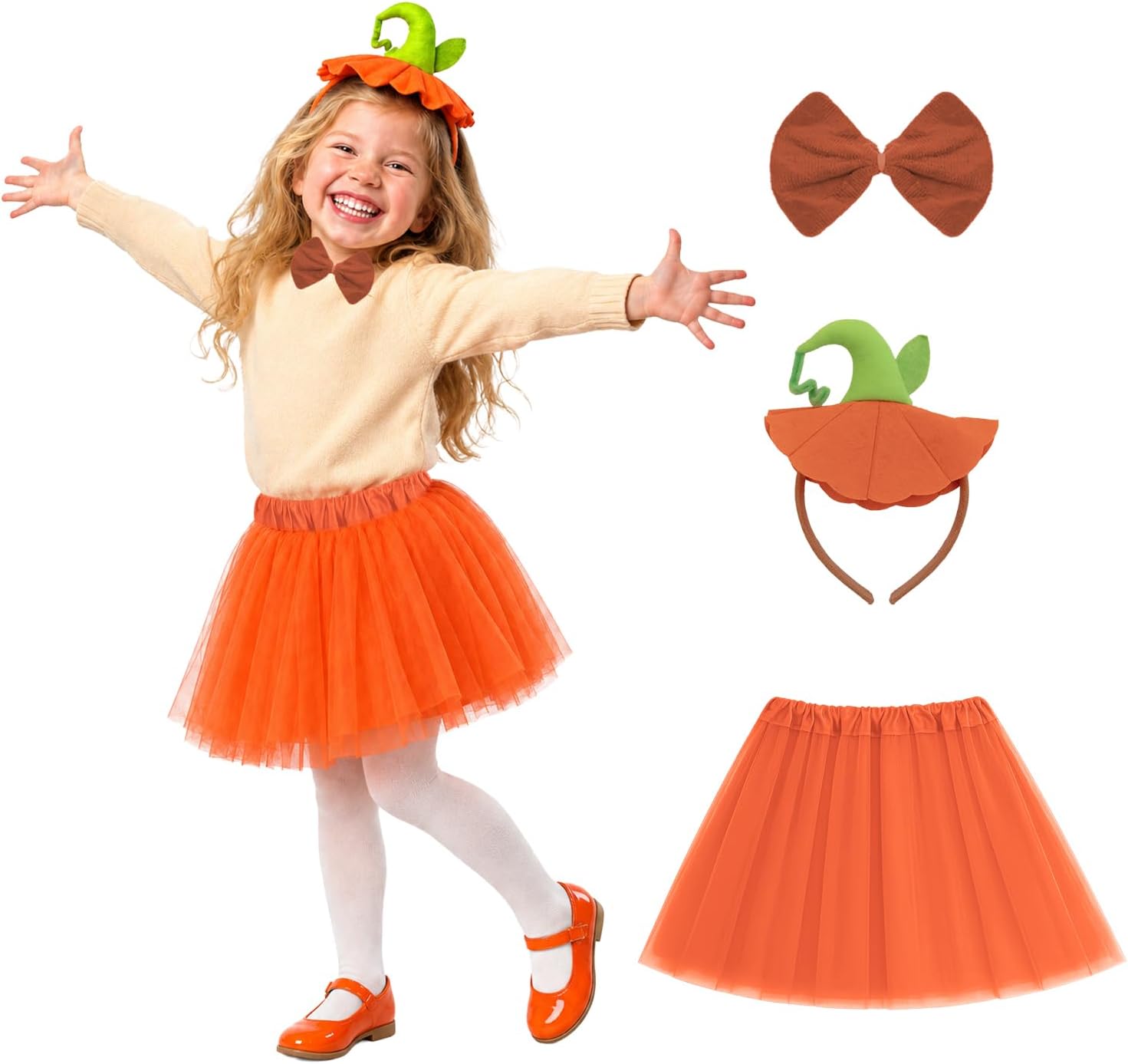 Lucky Merit 3Pcs Halloween Costumes for Girls Kids Headband, Bow Tie & Tutu