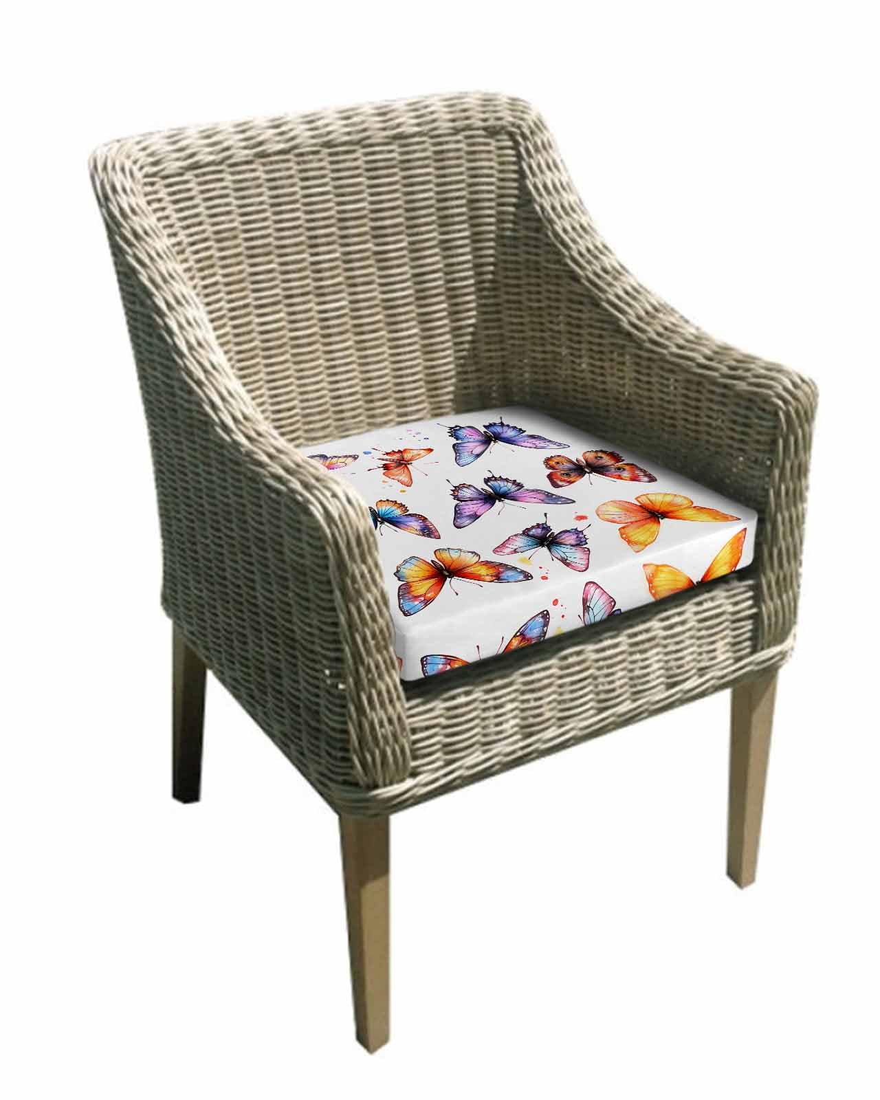 2 Pack Modern Butterfly Waterproof Cushion Covers with Ties, Outdoor Patio Chaise Lounge Chair Seat Cushion Slip Covers Replacement(Only Cover) Spring Summer Watercolor Rustic 20