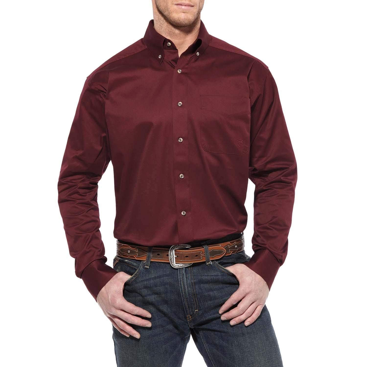ARIAT Men's Solid Twill Shirt-dotd