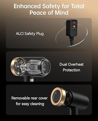 Miniatura 7 de CONFU - Secador de pelo con difusor, secador de pelo profesional 21000PRM, portátil, ligero, de secado rápido, iónico negativo, difusor de pelo para