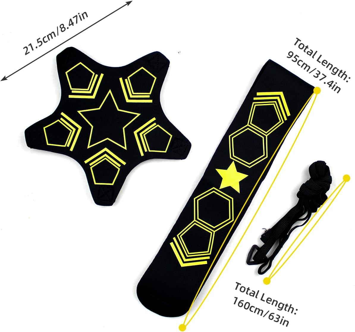 폴리매스 축구 킥 트레이너 축구, 배구, 럭비 훈련 보조기구 어린이와 성인을 위한 핸즈프리 투구 솔로 운동 장비 조정 가능한 벨트 탄성  로프 공 3 4 및 5에 적합-Freehip.co.kr