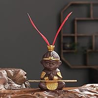 Vista 2 de Monkey King Tea Pet - Tetera de arcilla morada Yixing Zhisha, juego de té chino Kungfu para el hogar, bandeja de té, accesorio de decoración
