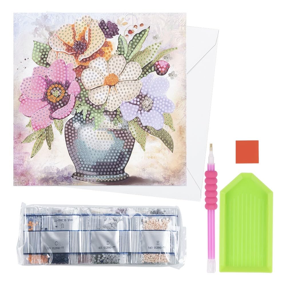 Ideen Mit Herz Vintage Bouquet 1 Diamond Painting Greeting Card | 16Cm X 16Cm | 370Gsm | Includes Envelope & Tools (Vintage Bouquet 1)